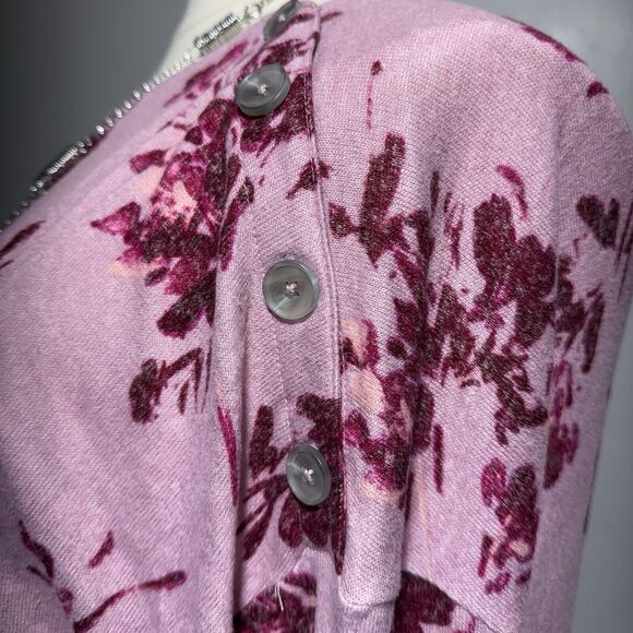 A.N.A. Mandy Sweater Floral Ruby Women’s Size 1X Shoulder Buttons - Picture 5 of 10